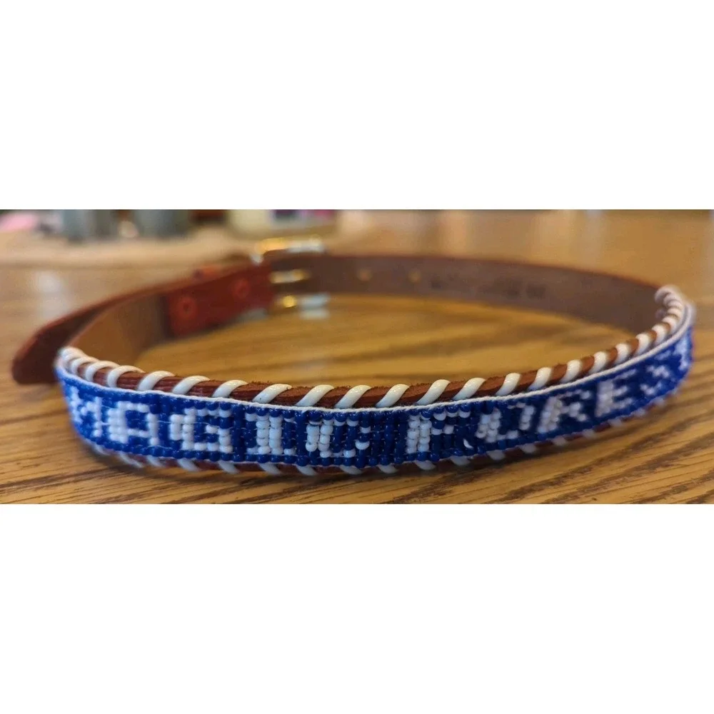 NOS Magic Forest Lake George NY Novelty Beaded Leather Belt Kids Youth Adult 20